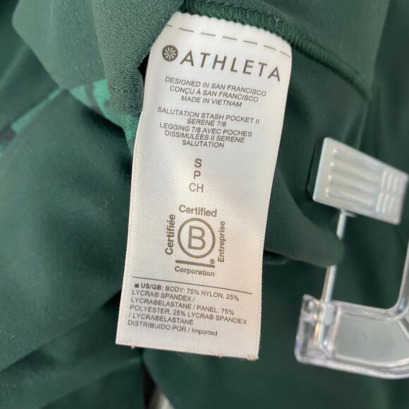 Athleta Salutation Stash‎ Pocket Serene 7/8 Tight Green Leggings High Rise Small - Picture 9 of 10